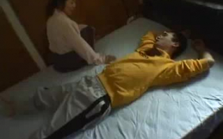 Staceying Japanese Latina pussystrap fucked by the sex machine