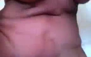 Beautiful brunette milf and a horny guy are licking each other and eating fresh cum