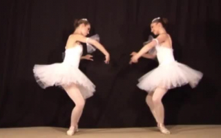 Ballerina puts lotion on the ass