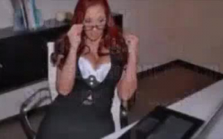 Dirty minded woman with glasses is often masturbating while in her office and enjoying it.