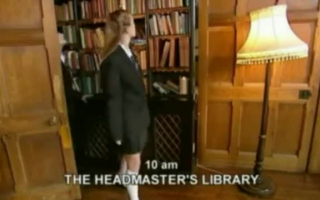Nette blonde Bibliotheksmädchenstreifen.