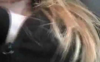 Blonde bitch is using her deep throat to stimulate her perfectly shaved pussy, until she cums.